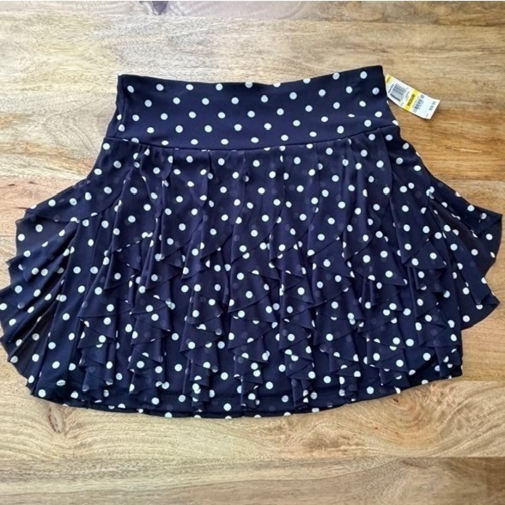 Vtg. Y2K Parisian Coquette Navy Polka Dot 2Pc Set Tank & Tiered Mini Skirt S/M - Picture 6 of 14